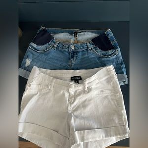 Indigo blue under belly stretch maternity shorts - 2 pair size medium